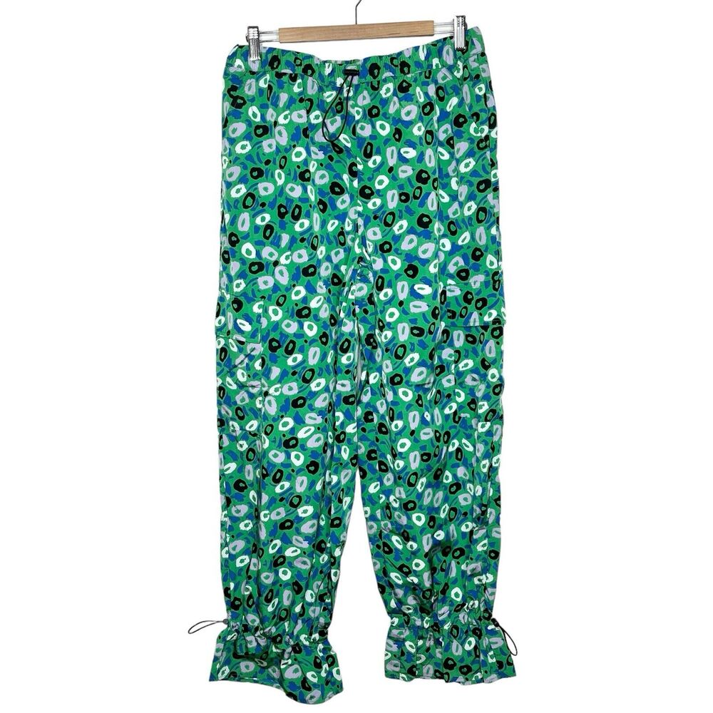 Diane Von Furstenberg Target Spotted Cargo Utility Pants Green Womens L